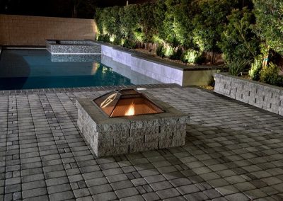 Scottsdale fire pit in swimming pool